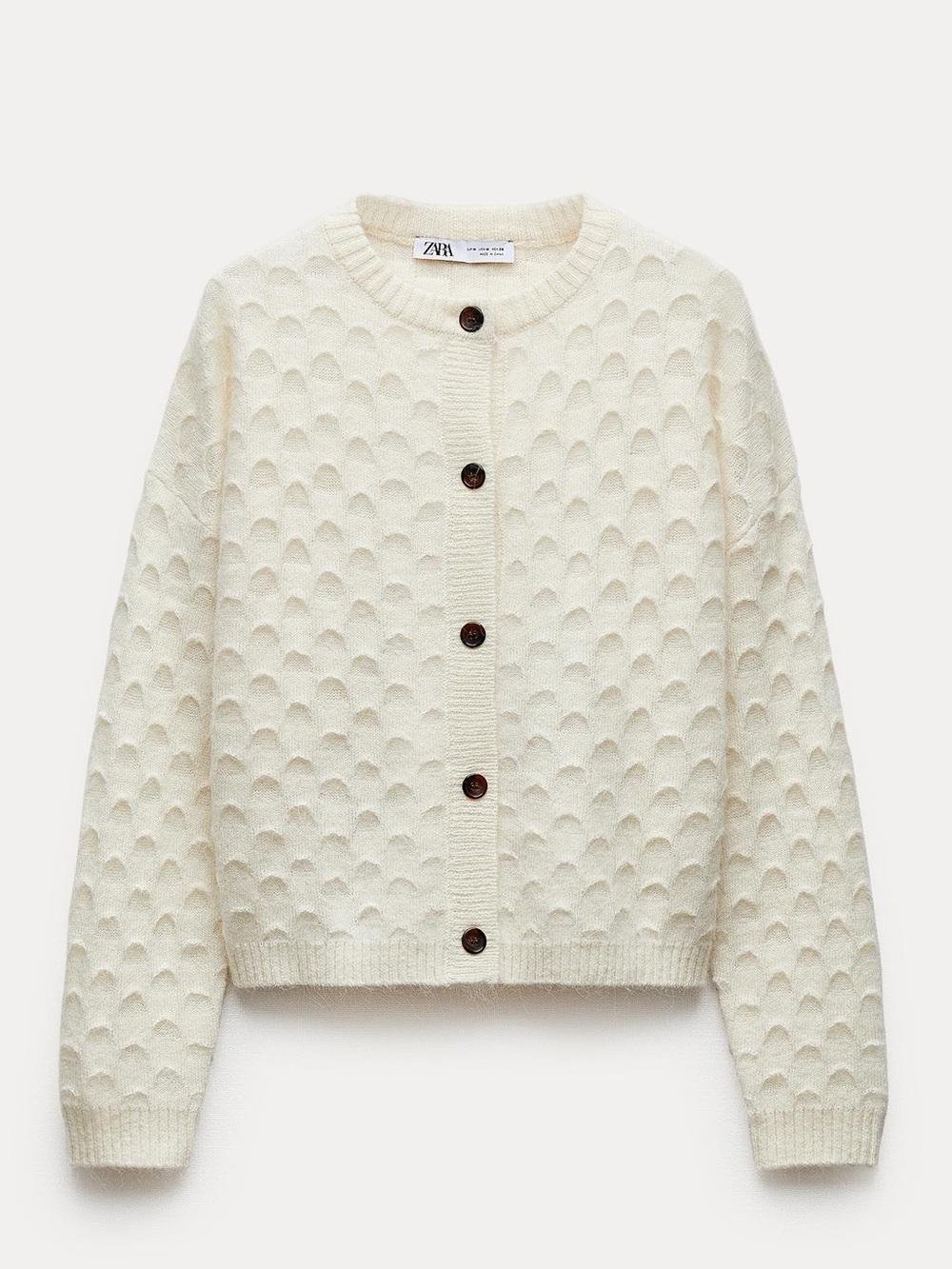 Zara Wool & Alpaca Blend Laminated Knit Cardigan.